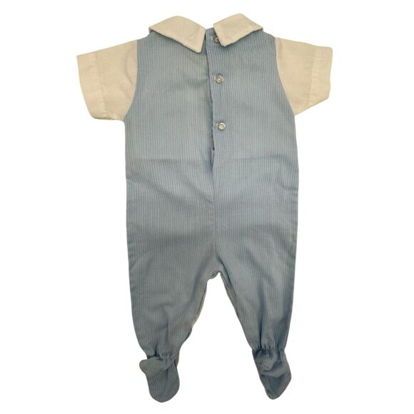 Vintage Alexis Infant Blue Pinstripe Overalls With White Shirt & Peter Pan Colla - Picture 8 of 11